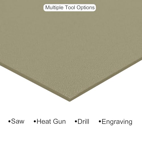 Image of ABS Plastic Sheet 8 x 12 Inch,Flexible Plastic Sheets 1 /12 Inch Thick Thermoplastic Sheet with Leather Texture Khaki for DIY Crafts Decors 2Pcs