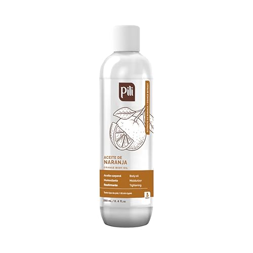 Pili Natural Orange Oil - Skin Tonic and Moisturizing Body Oil - Massage Oil. Prevents Cellulite, Stretch Marks, Firms & Tightens Skin. 8.4 fl oz.