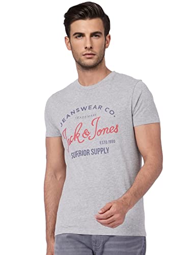 Image of JACK & JONES Men's Printed Slim Fit Crew Neck T-Shirt