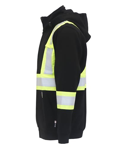 BOCOMAL FR Hoodies High Visibility 14oz Fleece Heavyweight Hi-vis Jackets Flame Resistant Reflective Hooded Sweatshirts2