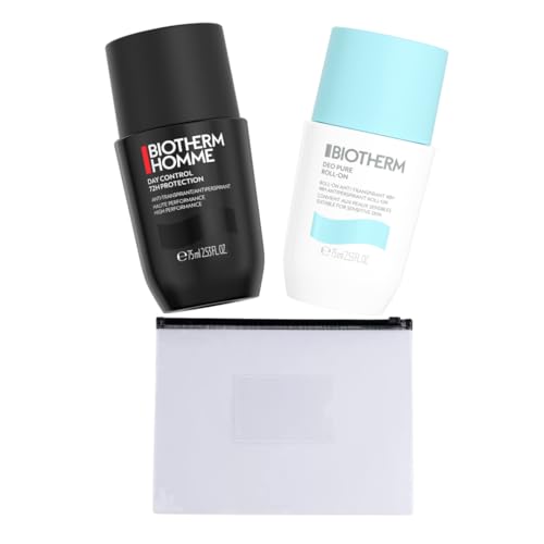 Deodorant Duo Bundle – Deo Pure Roll-On 75ml & Homme Day Control 72H Roll-On 75ml – Long-Lasting Freshness & Antiperspirant Protection for Men & Women + Clear Zippy Bags with GloZiri