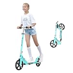 Scooter for Kids Ages 8-12,Adjustable Foldable with Carry Strap and Rear Brake|200mm Big Wheels City Scooter for Kids Ages 6+ (Blue)