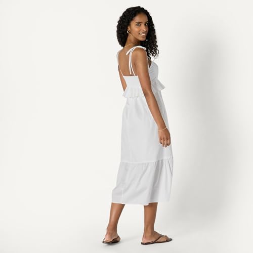 Image of Amazon Essentials Women's Fit and Flare Empire Waist Sweetheart Neck Cotton Sateen Tiered Maxi Dress