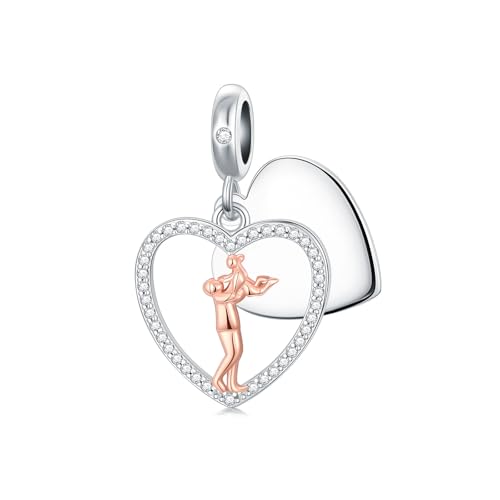 Image of PROESS Father Mother Daughter Charm fit Charms Bracelet Sterling Silver Charms for Bracelets Birthday Valentines Day Gifts for Daughter Mother Lover