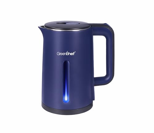 Greenchef Glitter Cordless Pot with cool touch body 1500 watts Blue Electric Kettle (1.8 L), Power Indicator, Easy press for Lid open, Auto shut off, Anti rust, Boil dry protection