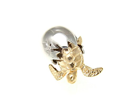 Arthur's Jewelry 925 sterling silver 2 tone yellow gold plated Hawaiian sea turtle honu hatching from egg pendant2