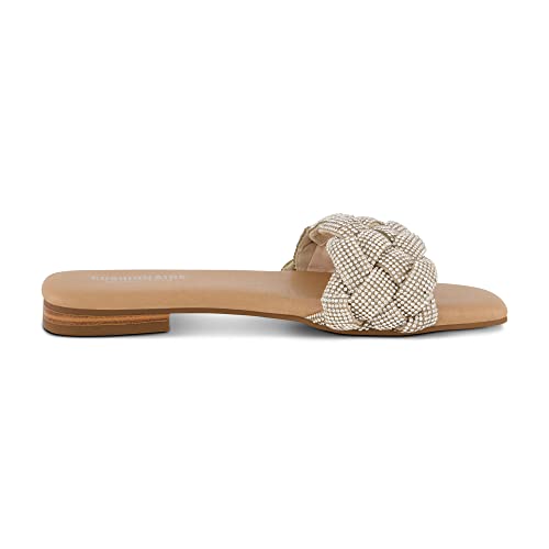 CUSHIONAIRE Women's Fisk woven rhinestone slide sandal +Memory Foam, Wide Widths Available4