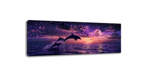 Peinture diamant dauphin 100x300cm avec strass ronds pour loisirs créatifs adultes