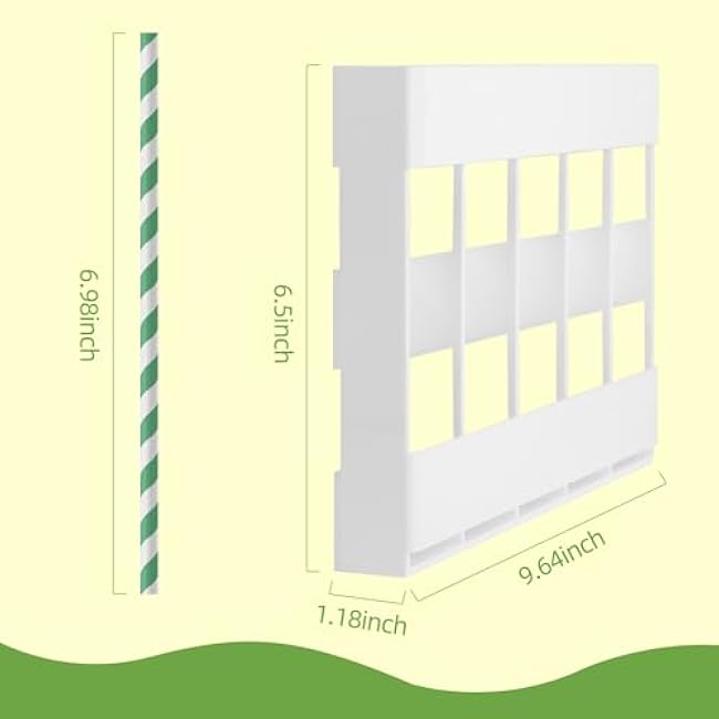 Acrylic straw holder with double-sided tape,cabinet straw organizer,Straws dispenser,suitable for cabinets and kitchen countertops (white)