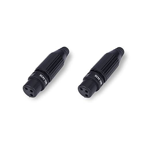 Image of MX 3 Pin XLR connector Microphone Connector pin Pure Copper Nickel Plated Pins1 for High Conductivity microphone cable connector PERENT (3 PIN BLACK, Pack of 2, Female Connector)