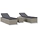 vidaXL Chaises Longues de Jardin Table à Thé 3 pcs Transat de Patio Bain de Soleil de Balcon Camping Extérieur Piscine Résine Tressée Gris