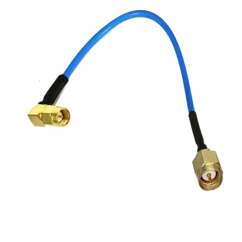 10pcs SMA Male Straight to SMA Plug Right Angle Blue RG405 0.086" Semi Flexible Pigtail Coax Cable 50ohm 10/15/20/30/50cm(50cm)