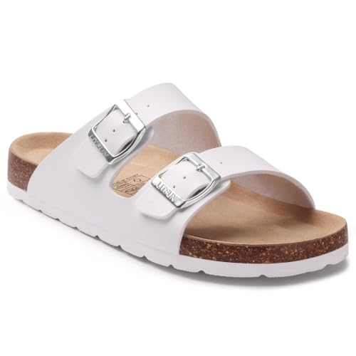 Image of Litfun Unisex Cork Footbed Sandals Summer Slip On Slides for Women Men