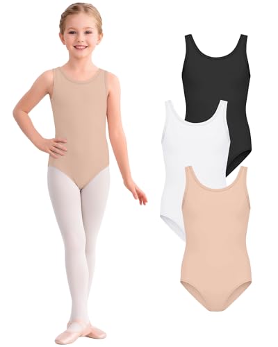 Image of 3 Pack Girls Leotards Toddler Ballet Tank Leotard Kids Dance Gymnastics Outfits Solid Sleeveless Bodysuit 2-12Y