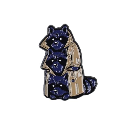 Raccoons In Trenchcoat Enamel Pin, Sneaky Raccoon Meme Brooch Pin, Funny Gift For Raccoon Lover Animal Lover, Cute Trash Panda Lapel Badge, Silly Animal Brooches, Weird Decorative Jewelry Accessories For Backpack Jacket Hat