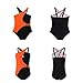 Girls One Piece Swimsuits Fashion Color Block Bathing Suit Front Criss Cross Swimwear Monokini (Orange, 10-12 Years)