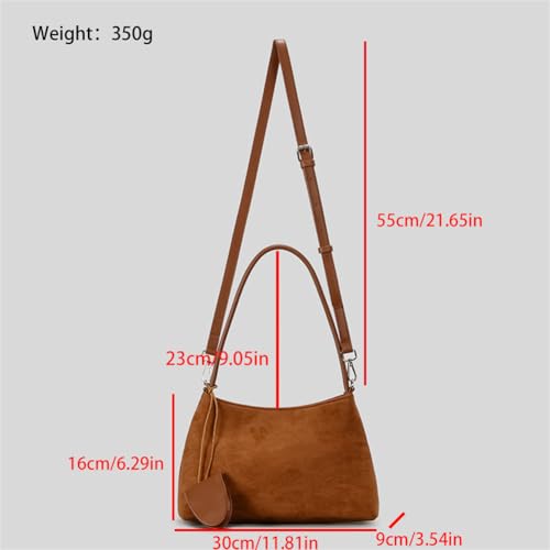 Vintage Faux Suede Shoulder Bag for Women Small Bucket Crossbody Tote Purse Ladies Dating Handbags Satchel2