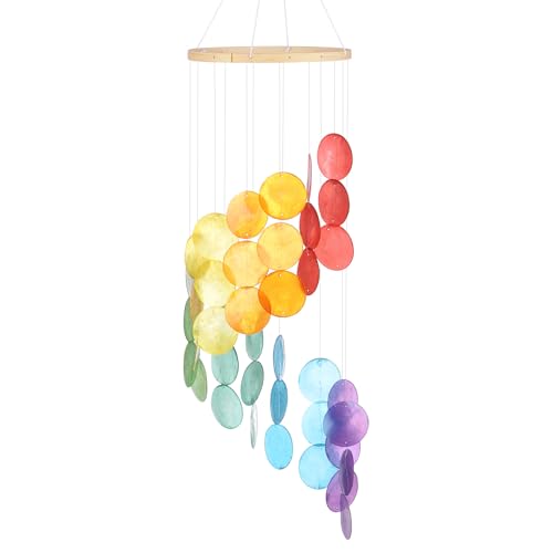 M METERXITY Campanello Vento Conchiglia Esterni, Campana Eolica con Conchiglie Mare e Vetro Mare per Esterni/Patio/Giardino, Campana Vento Artigianale [Multicolore]