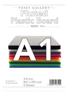 Vesey GalleryWhite Fluted Correx Board Pack of 4 Sheets. from A4 to A1 Size (A2 (594x420mm))