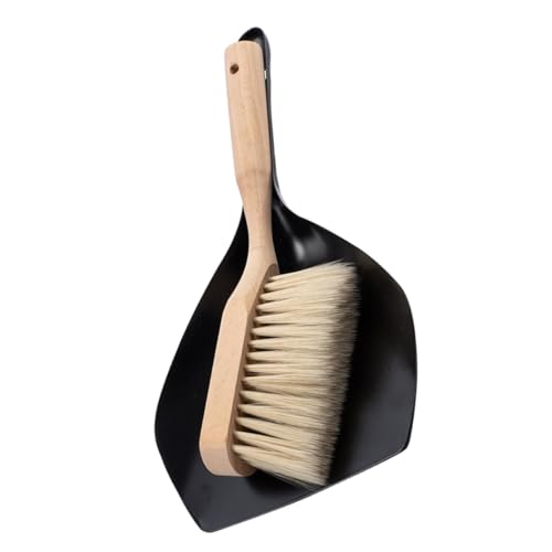 ELAYARD Kompaktes Besen Kehrblech Set aus Holz Handlich und Langlebig Multifunktional für Schreibtisch Haushalt und Büro Platzsparend Effizient Staub und Haare Entfernen