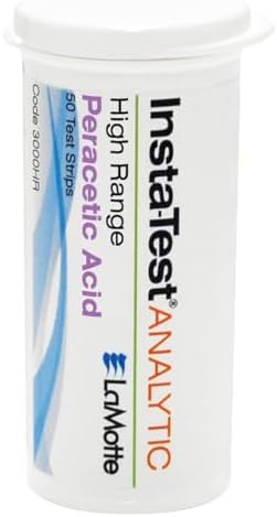 LaMotte Insta-Test 3000 Peracetic Acid Single Factor Test Strip, 0-160ppm Range (Pack of 50)