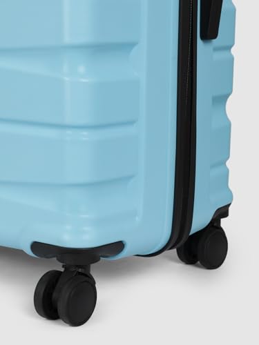 Image of Teakwood Unisex Trolley Bag for Travel, Hard Cabin Trolley Suitcase Bag, Numver Lock System 360 Degree 8 Rotating Wheels | Set of 3 (55, 65, 76 CM, Sky Blue)