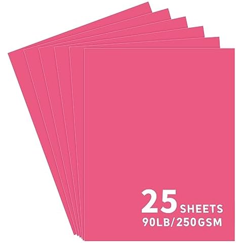 25Sheets Dark Pink Cardstock Paper, 8.5 x 11 Card stock for Cricut, Thick Construction Paper for Card Making, Scrapbooking, Craft 90 lb / 250 gsm (Dark Pink) Cover