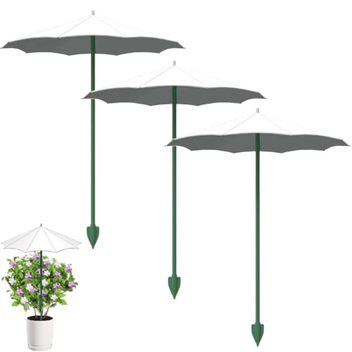 Sonnenschutz für Pflanzen Plant Umbrella Pack of 3 Sun and Rain Canopy Umbrella for Outdoor Plants Plant Sun Shade for Gardeners Balcony Seedlings Childrens Room Flower Beds Greenhouse (Weiß-44cm)