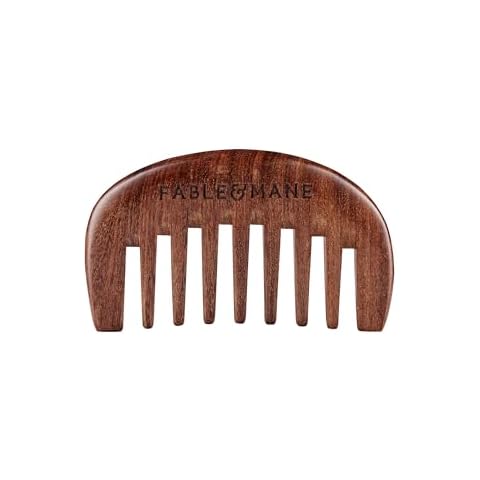Fable & Mane Scalp Massager Comb - Detangles Strands and Gentle Massages the Scalp - Made from 100% Natural Ebony Wood Cover