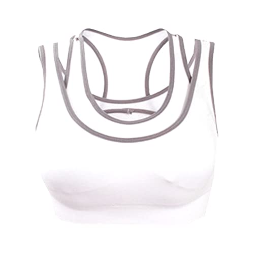 Racerback Sports Bras for Women - Padded Seamless High Impact Support Yoga Bra for Gym Workout Fitness Activewear White
