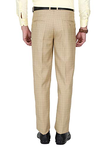Image of Mc Henry Mens' Regular Fit Poly Blended Checkered Formal Trousers