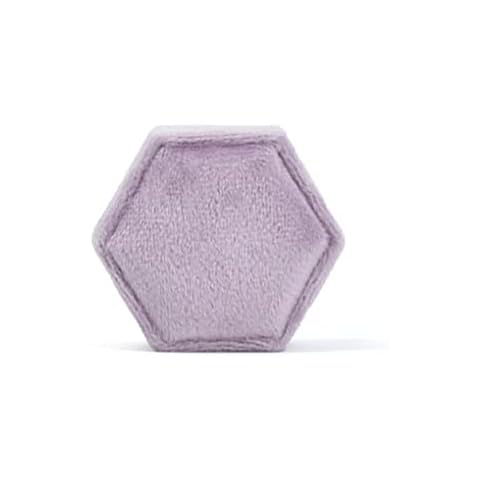 BOKIOESDE Double Rings Jewelry Box Hexagon Organizer Holder Wedding Jewelries Case, Purple Cover