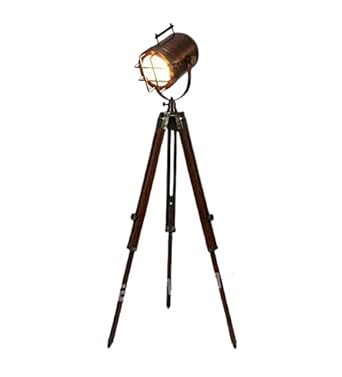 ALLORY TECH Wooden Floor Lamp, Copper, Pack of 1