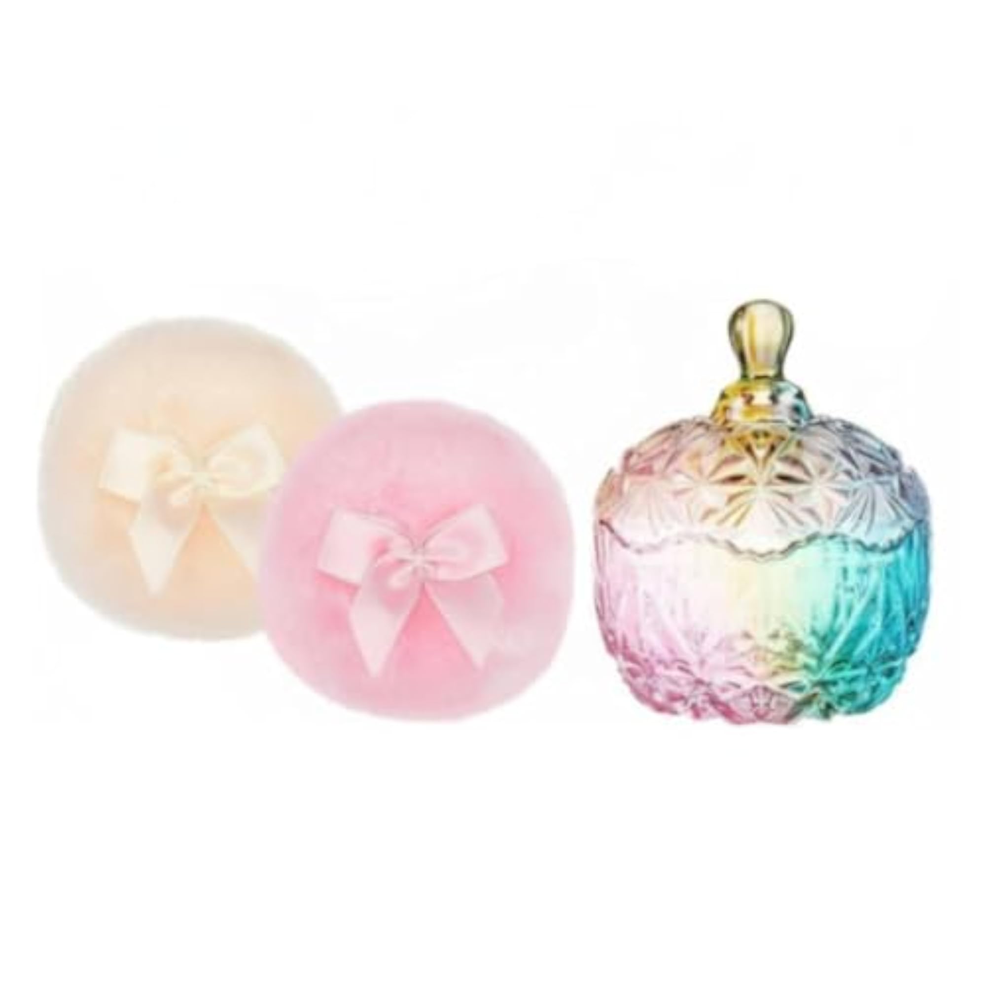 3 Pieces Reusable Body Powder Puff and Container Set, Multi-Purpose
