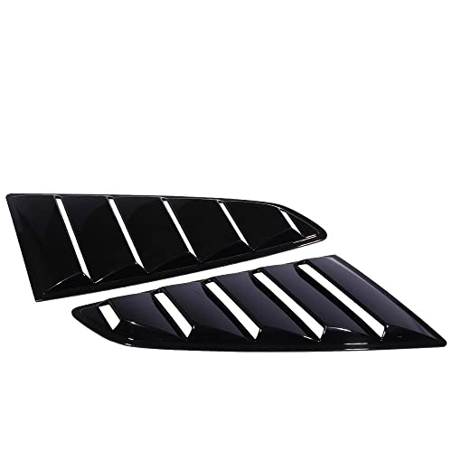Window Louver Compatible With 2015-2023 Ford Mustang, Factory Style Abs Painted Glossy Black Rain Wind Guards Shield Vent By Ikon Motorsports #TOP16
