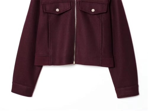 Fnfmrfmr Women's Burgundy Stand-Up Collar Zipper Jacket: Cozy, Casual Style for Every Occasion - Image 4