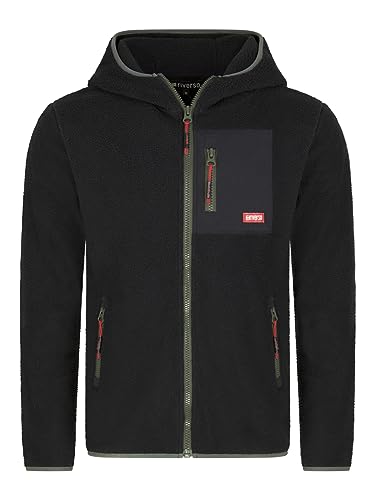 riverso Herren Kapuzenjacke RIVHenning Regular Fit Hoodie Jacke Reißverschluss Fleece Jacke Sweatjacke Kapuzenjacke Kapuze Fleecejacke Schwarz XL, Größe:XL, Farbe:Black