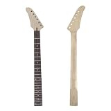 YoungMonic Braço de substituição para guitarra elétrica com 24 trastes, escala de 64,8 cm, braço de bordo jacarandá, sem encadernação, porca de bloqueio de haste de treliça de ajuste superior, peça de