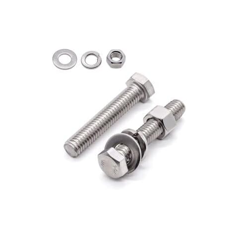 8 Sets Glvaner 3/8-16 x 1-1/4" Stainless Steel Hex Head Screws Bolts, Nuts, Flat & Lock Washers, 18-8 (304) Stainless Steel, Full Thread, Coarse Thread Cover