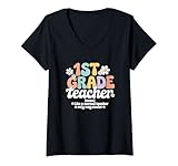 Photo Gallery donna groovy 1 ° grado insegnante scuola elementare torna a scuola maglietta con collo a v Photo Gallery donna groovy 1 ° grado insegnante scuola elementare torna a scuola maglietta con collo a v