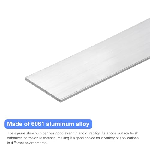 Image of uxcell Square Aluminum Flat Bar, 1 /8 inch Thick 2.4 inch Width 12 inch Length Square Aluminum Bar 6061 Aluminum Flat Plate, 3 x 60 x 305mm T6511 Solid New Mill Stock for Industrial Building