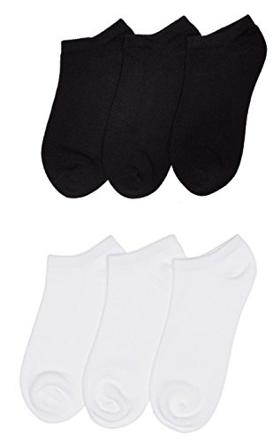 Trimfit Unisex Kids No Show Sport Liner Comfortoe Socks (Pack of 6), Black/White, XXS