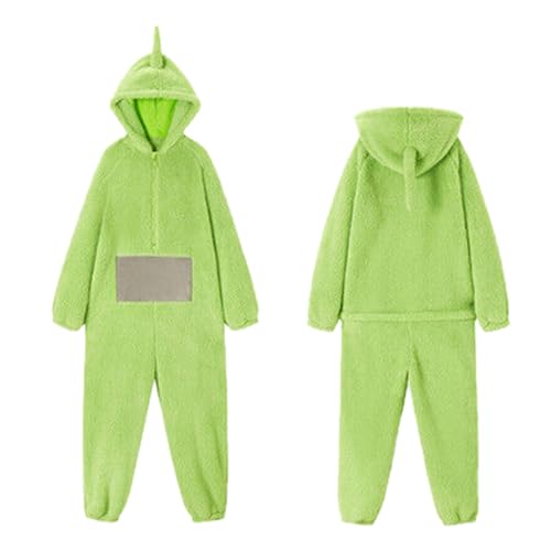 rtdgcv Teletubbies Disfraz de adulto para mujer, pijama largo de una pieza, pijama de una pieza, unisex, de una pieza, para cosplay, ropa para el hogar, forro polar, con capucha, ropa de noche para