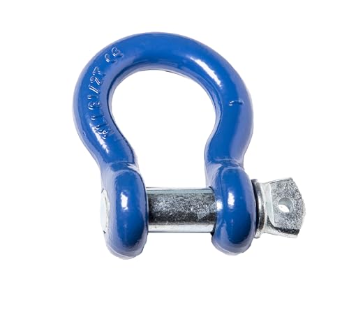 Hi-Gear Pack of 2 Bow Shackle 1" inch D-Ring 51 Ton 102000 Lbs Max Break Strength WLL Working Load Limit 8.5 Tons 18700 lbs 1-1/8' Screw Pin Heavy Duty Lifting Rigging Recovery (Blue/Galvanized) by Hi-Gear - Image 6