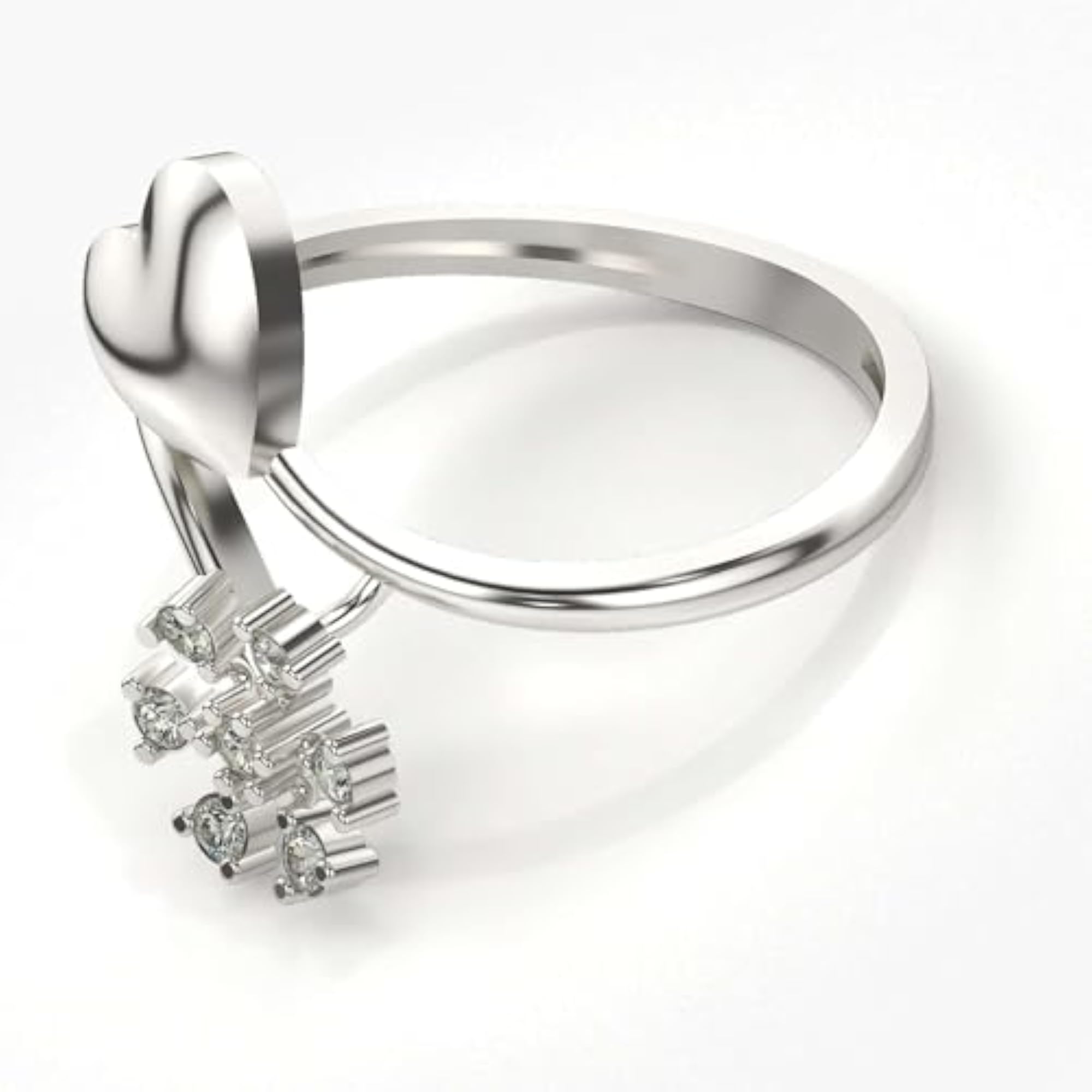 Women's Sterling Silver & Lab Grown Diamond 0.13cts Ring, Elegant