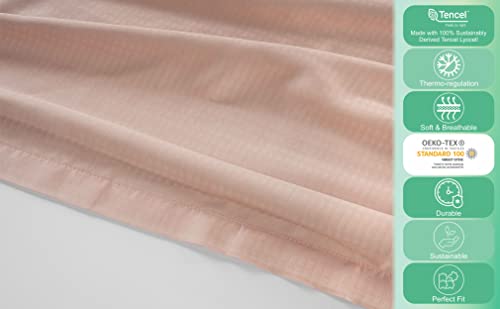 Lane Linen Queen Blankets For Bed – Durable Soft Cooling Cozy Lightweight 100% Sustainably Sourced Pure Tencel & Cotton Flannel Blankets For All Seasons – 3-Layer Blanket - 88” X 90” – Sepia Rose #TOP3