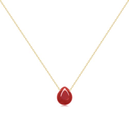 Joxevyia Carnelian Necklace Red Carnelian Raw Stone Healing Crystals Necklace Tear Drop Gemstone Pendant Necklace for Women Anniversary Birthday Valentines for Her