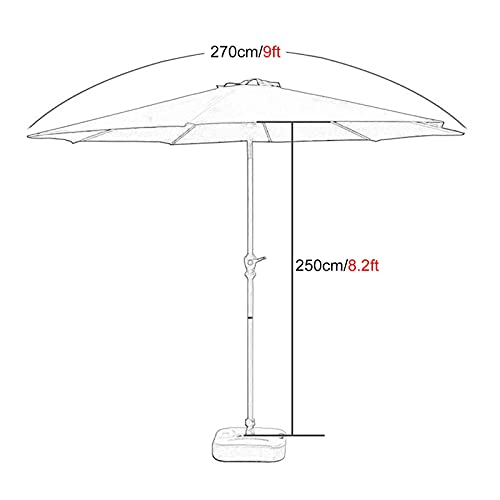 Parasol de jardín 2.7m resistente a la intemperie y caqui 3