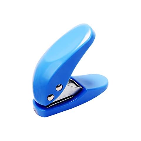 1-Hole Mini Hole Puncher, XOOBIU 1 Pack 10 Sheets Punch Capacity, Circle Shape Single Ring Cute Handheld Hole Punches for Paper, Scrapbooks Paper, Crafts, Stationery, Bags(Blue) Cover