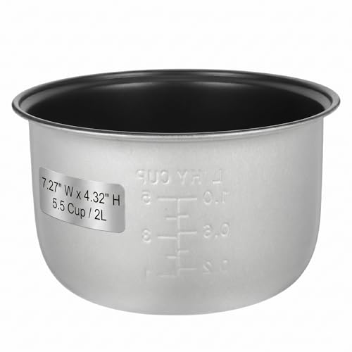 Tofficu Rice Cooker Inner Pot Replacement 5.5 Cup, 7.27' W x 4.32' H Non-Stick Alloy Insert Liner Bowl for Home Kitchen Cooking Compatible with Tiger JBV-A10U